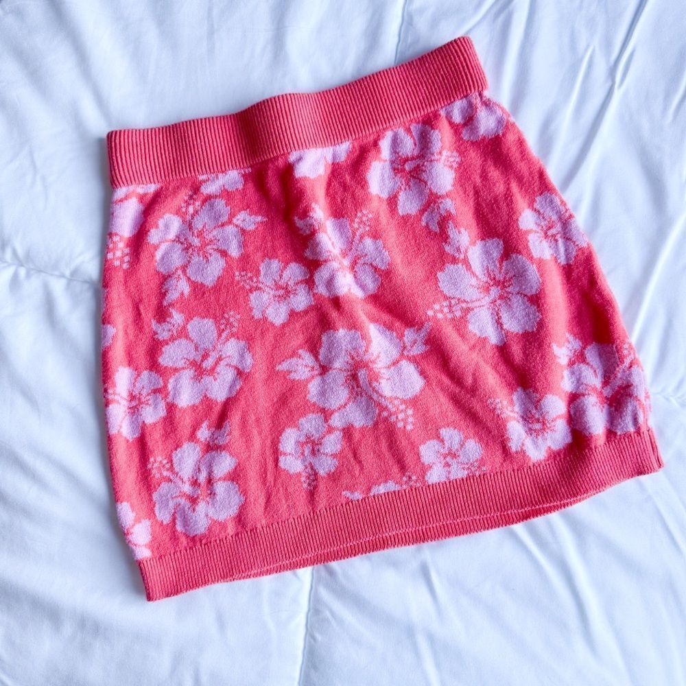Art Class Pink Floral Mini Skirt